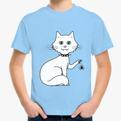 Детская футболка Кот с паучком