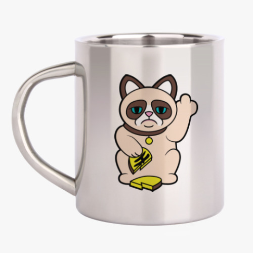 Кружка металлическая Tard Grumpy Cat Maneki Neko