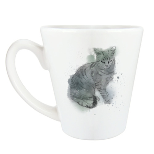 Чашка Латте Серый сердитый кот