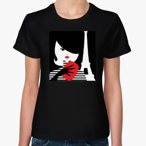 Женская футболка Француженка, фэшн иллюстрация