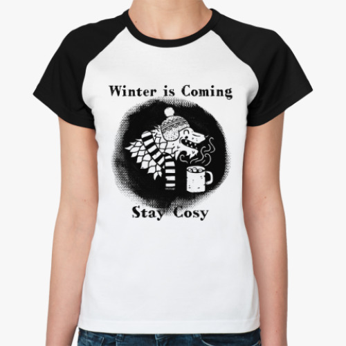 Женская футболка реглан Игра престолов.Зима близко