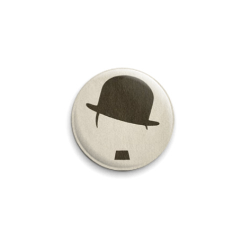 Значок 25мм  Усы и шляпа Чаплина