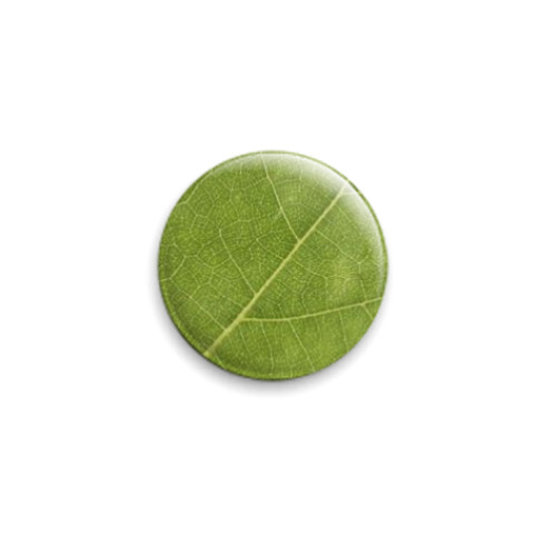 Значок 25мм  Зеленый лист