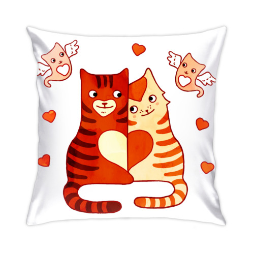 Подушка Медовый месяц. Кот и кошка.
