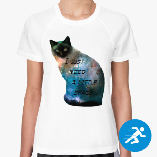 Женская спортивная футболка Котик космический