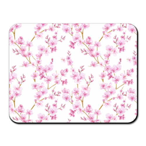 Коврик для мыши Весенняя сакура цветущая вишня маленькие цветы