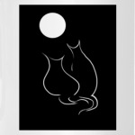 Кот+кошка лунной ночью