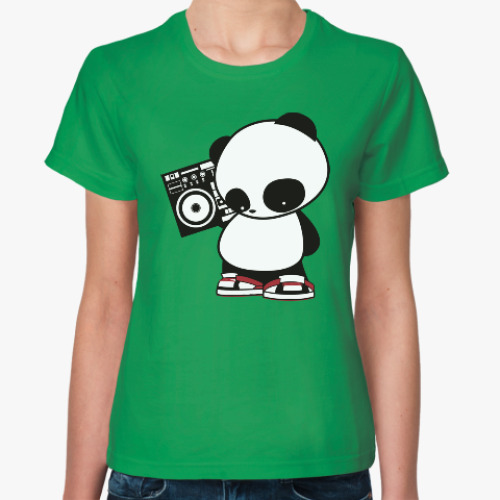 Женская футболка Панда с магнитофоном