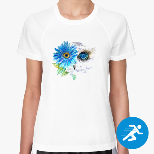 Женская спортивная футболка Сова с цветком