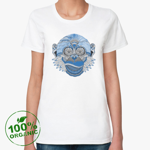 Женская футболка из органик-хлопка Синяя обезьяна
