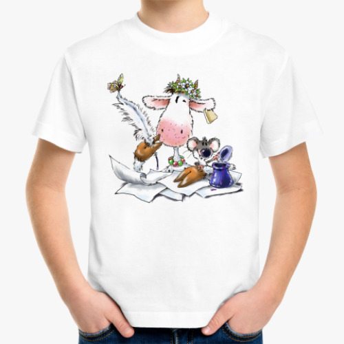 Детская футболка Корова-писатель