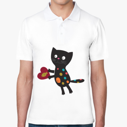 Рубашка поло Кот с сердцем парная