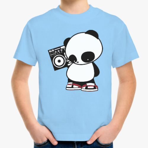 Детская футболка Панда с магнитофоном