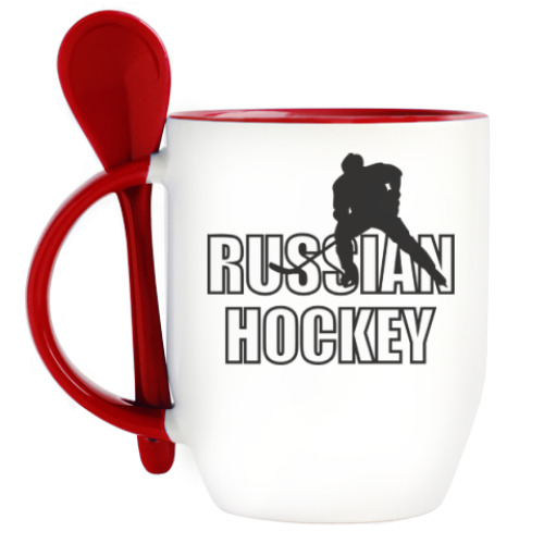 Кружка с ложкой Russian hockey