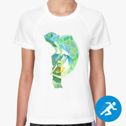 Женская спортивная футболка Хамелеон Акварель