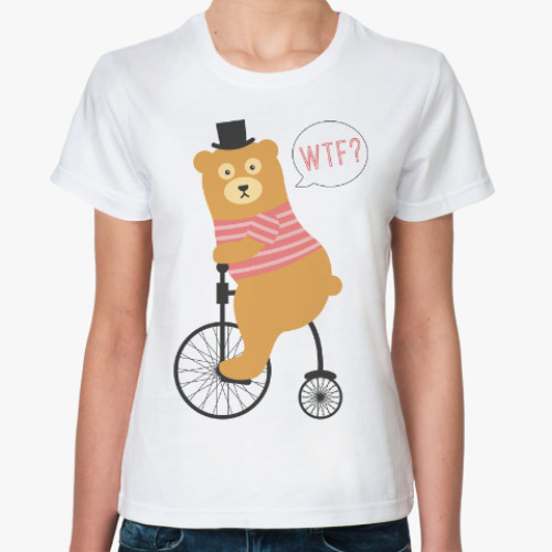 Классическая футболка Медведь на велосипеде