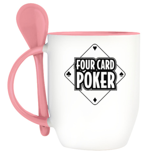 Кружка с ложкой Four Card Poker