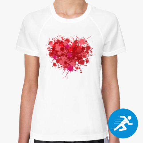 Женская спортивная футболка Сердце из брызг краски