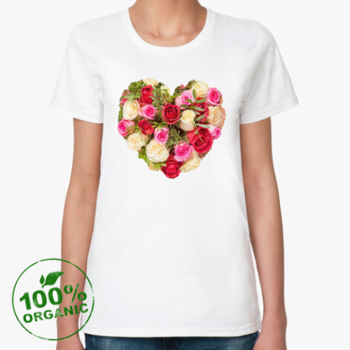 Женская футболка из органик-хлопка Сердце из роз