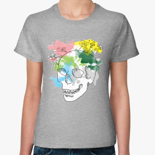 Женская футболка  Апрельский череп