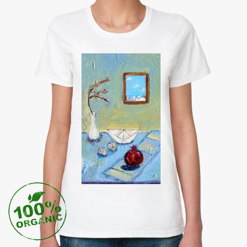 Женская футболка из органик-хлопка Натюрморт с морем