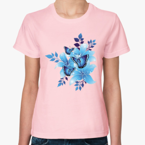Женская футболка Цветок и бабочки
