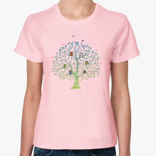 Женская футболка Совы на дереве