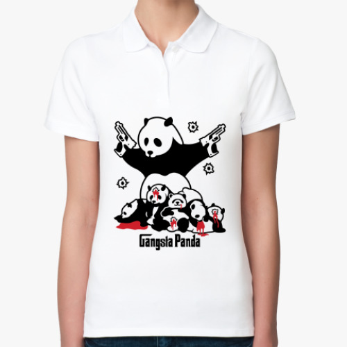 Женская рубашка поло (печать) Gangsta panda