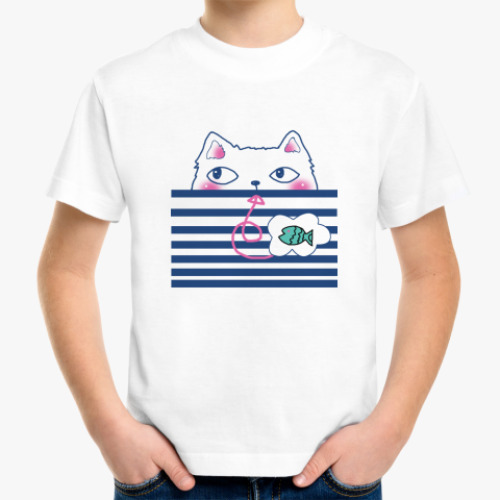 Детская футболка Кот и рыбка