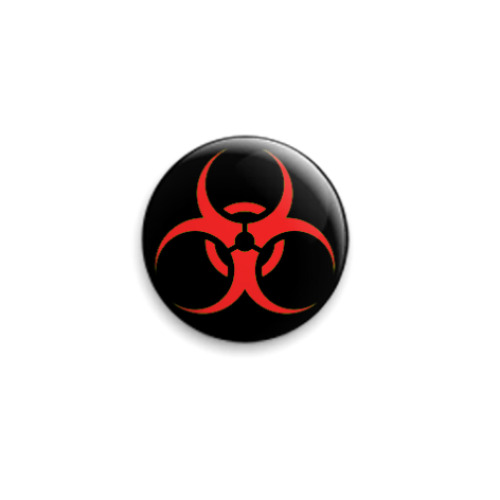 Значок 25мм Biohazard красно-чёрный