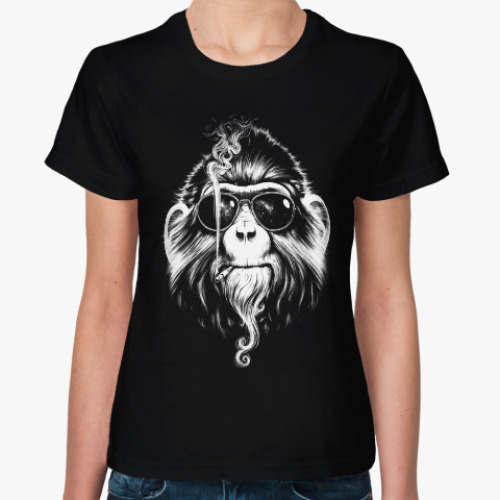 Женская футболка Курящая обезьянка