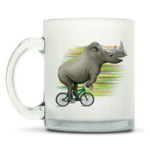 Кружка матовая Носорог на велосипеде