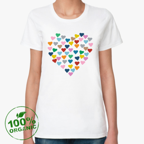 Женская футболка из органик-хлопка Сердечки