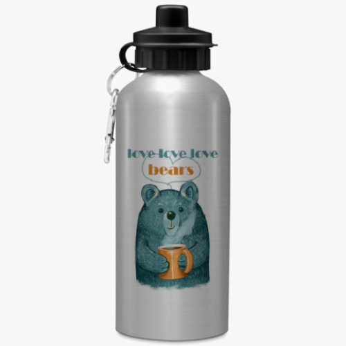 Спортивная бутылка/фляжка Медведь с кружкой