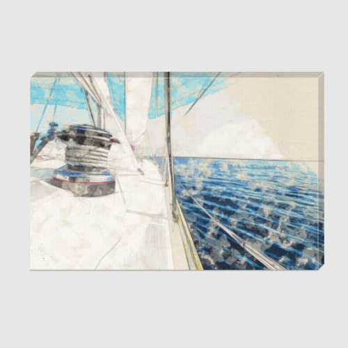 Холст Акварельный рисунок яхты в море