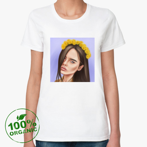Женская футболка из органик-хлопка Арт « девушка с венком»