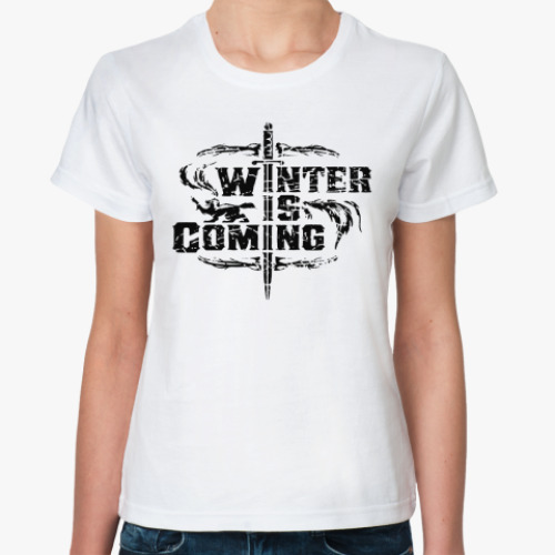 Классическая футболка Игра престолов.Зима близко