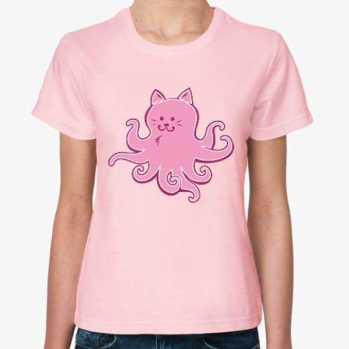 Женская футболка Котик-осьминожка. Cat-octopus.