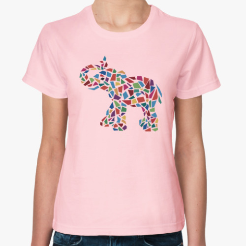 Женская футболка Слон - мозаика