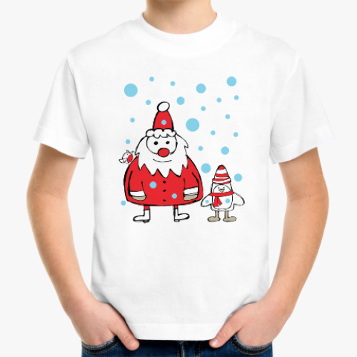 Детская футболка Дед Мороз и пингвин