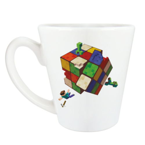 Чашка Латте Майнкрафт и кубик Рубика