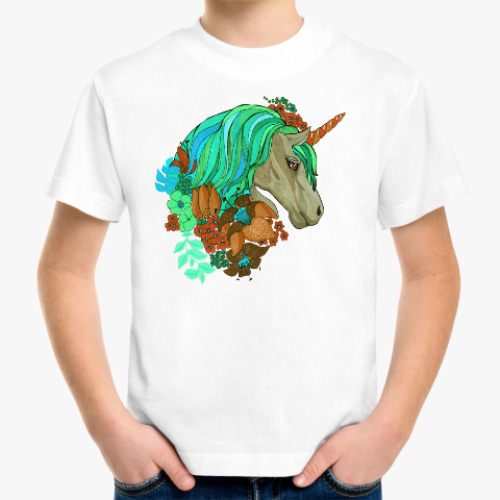 Детская футболка Единорог в цветах