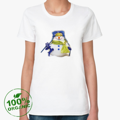 Женская футболка из органик-хлопка Добрый и пушистый снеговик