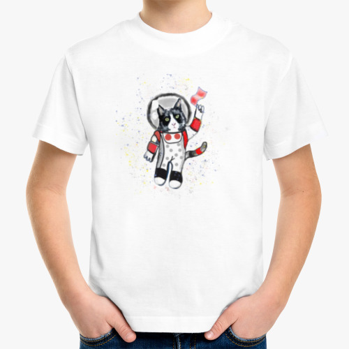 Детская футболка Кот в космосе