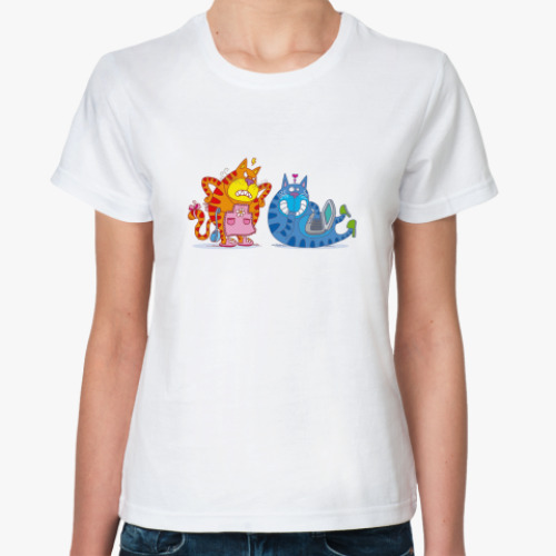 Классическая футболка 'Коты с ноутом'