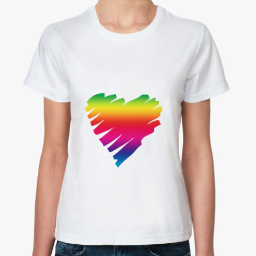 Классическая футболка Сердце Rainbow style
