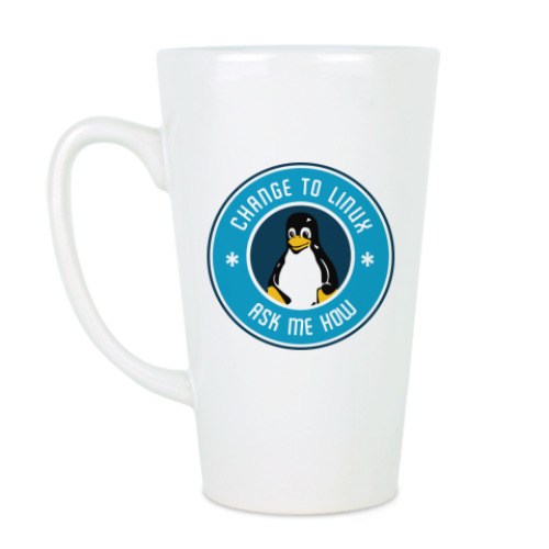 Чашка Латте Change to Linux пингвин Tux