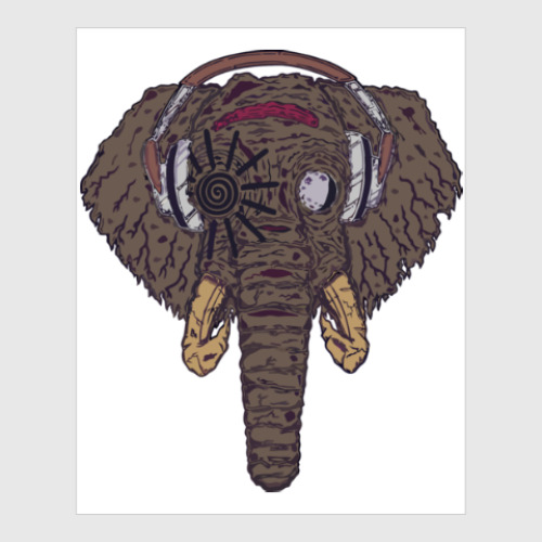Постер Слон в наушниках