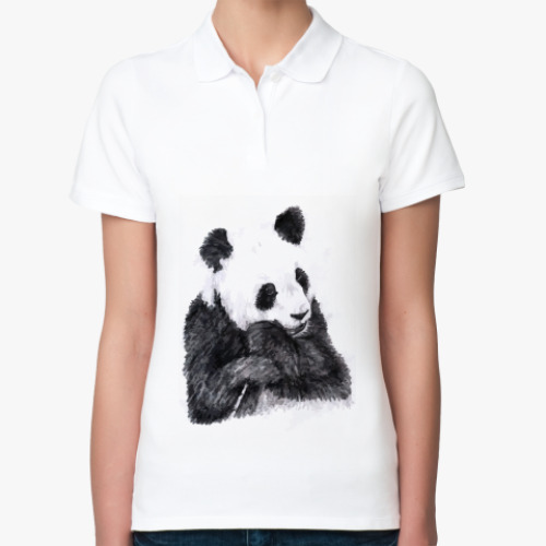 Женская рубашка поло Панда и бамбук