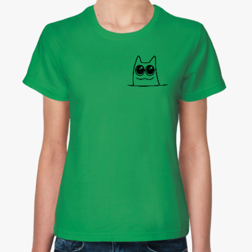Женская футболка Карманный котик